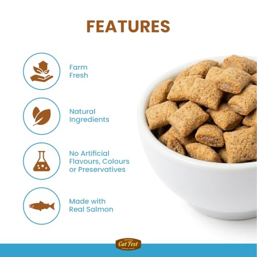 Image of BarkButler x Catfest Pillows with Salmon Creamy Filling Cat Treat, 30g |Made with Natural Ingredients |0% Artificial Flavor, Colour or Preservatives|for All Cats & Kittens Breed