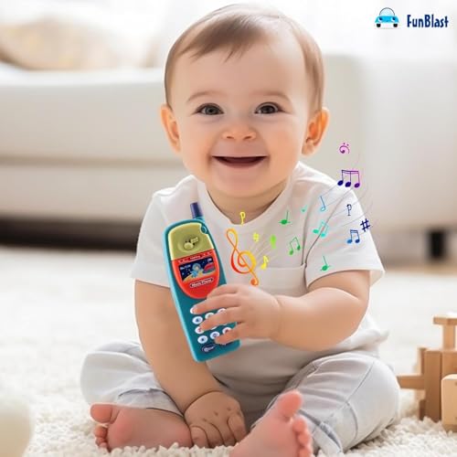 Image of FunBlast Cartoon Musical Mobile Phone for Kids, Mobile with Light & Sound Toys for Babies | Educational Toys for Kids 3+ Years /Boys /Girls-1 Unit (LightBlue-B)