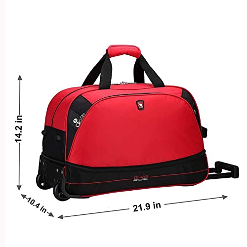 OIWAS Small Rolling Duffle Bag with Wheels 22 inch Travel Carry On Luggage Tote Suitcase Unisex-Adult Short Term Trips Expandable 45L to 55L Women Men Red