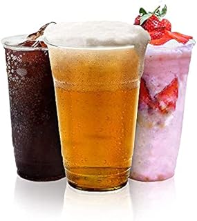 Signature Packaging Heavy Duty Clear Plastic Cups - 330 ml (Half Pint) - 50 Pack of Disposable Cups - Strong PET Plastic Pint Glasses - The Ideal Beer Cup for Festivals, BBQs, and Football Games