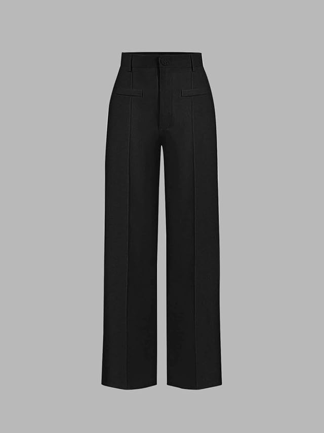 Pants for Women - High Waist Straight Leg Pants Color Black Size Large