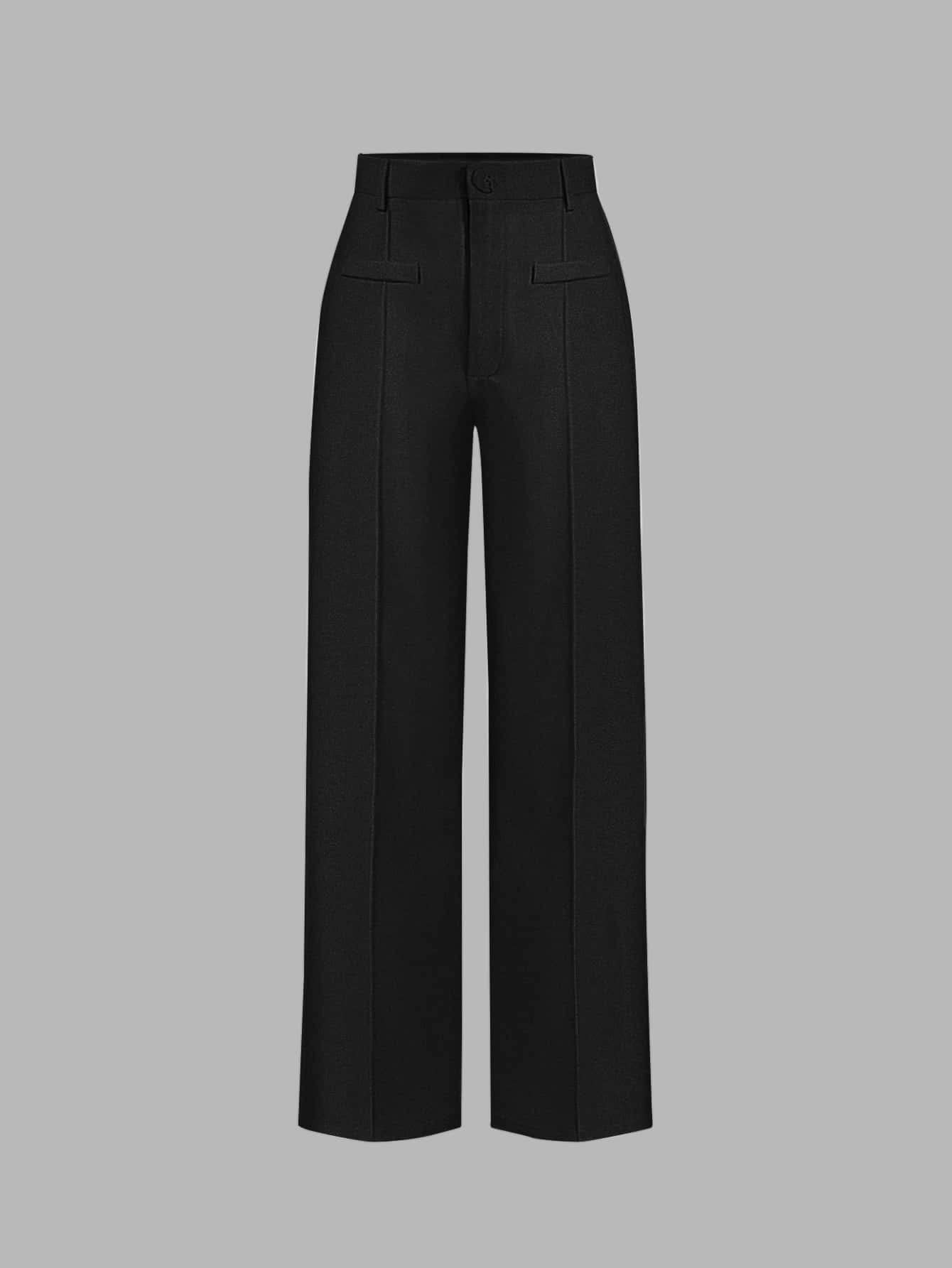 Pants for Women - High Waist Straight Leg Pants Color Black Size Large