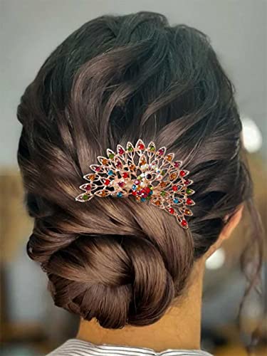 Casdre Crystal Bride Wedding Hair Comb Gold Bridal Side Comb Hair Piece Evening Party Hair Accessories For Women And Girls (E Colorful) #TOP1