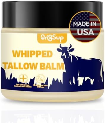 Beef Tallow Balm for Skin Care - All Natural Moisturizing Body Oil with Honey and Beeswax - Tallow from Grass-Fed Cows โ Beef Tallow Moisturizer,-Made in USA (2.0 Oz)