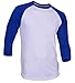 Dream USA Men's Casual 3/4 Sleeve Baseball Tshirt Raglan Jersey Shirt White/Blue 2XL