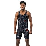 O2TEE Men's Wrestling Singlet - Professional Graphic Lifting Singlet for Training & Competition, Wolf Red Eye L