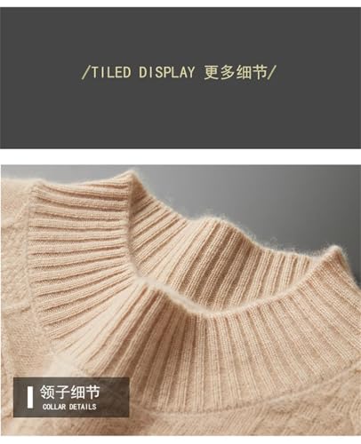 Rfmfkkg Men's Solid Woolen Sweater High Round Neck Thick Pullover Business Casual Knitting Bottom2
