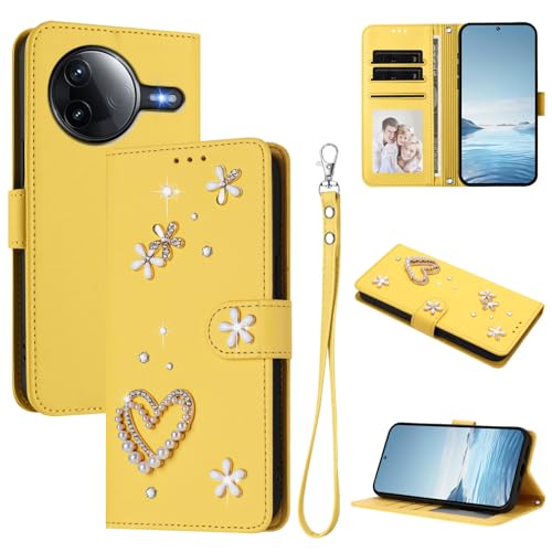 �X�}�z�P�[�X �Ή��@�� for Redmi K80 / K80 Pro,�Ή��@�� for Xiaomi Poco F7 Pro/Poco F7 Ultra �������[�h�y�J�[�h�z���_�[�t�����z �t���b�v�J�o�[ �}�O�l�b�g�o�b�N�� �L�b�N�X�^���h�z Yello