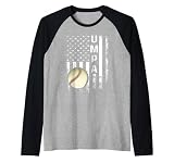 Baseball Umpa America Flag Vintage Christmas Xmas Raglan Baseball Tee