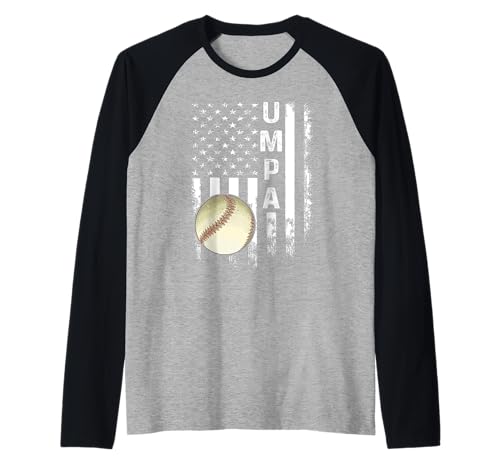 Baseball Umpa America Flag Vintage Christmas Xmas Raglan Baseball Tee