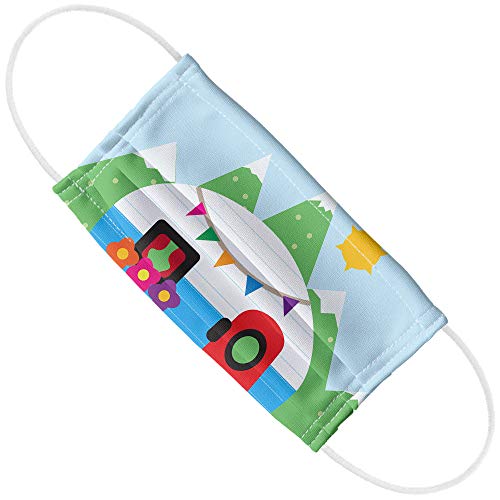 Vintage Retro Camper RV Camping Trailer 1-Ply Reusable Face Mask Covering with Adjustable Nose Wire, Unisex