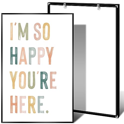 BFADMN Im So Happy You Re Here Poster Classroom Decor Prints•Classroom Posters•Quotes For Classroom•Boho Rainbow Inspirational Canvas Wall Art Nursery Kindergarten Gallery Decor 16x24in Framed