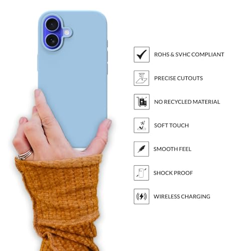 Image of SPRIG Compatible with iPhone 16 Premium SilkMag (Liquid Silicone Magnetic) Back Cover Drop Tested Shock Proof Mobile Case for Men, Women, Boys and Girls with Camera Protection (Blue)