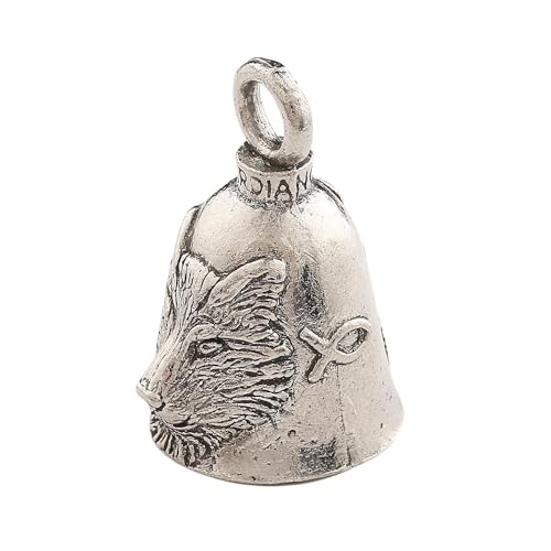 Image of Guardian Bell Wolf Good Luck Bell w /Keyring & Black Velvet Gift Bag | Motorcycle Bell | Lead-Free Pewter | Made in USA