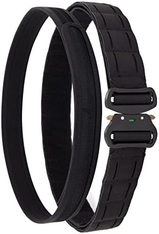 Tuxapo 2" Tactical Belt MOLLE with 1.5" Inner Belt, Laser Cutting Quick Release Battle Belts for Men