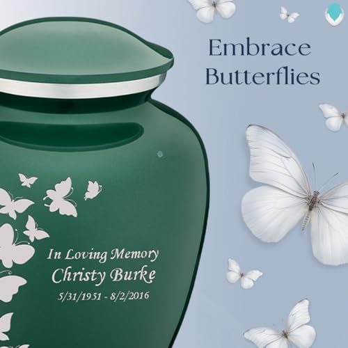 Image of Geturns - Adult Custom Butterfly Cremation Urns for Human Ashes I Green Large Funeral Urn for Female and Male I 200 lbs