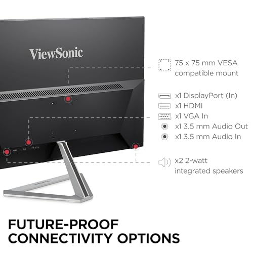 Image of ViewSonic VX2776-SMHD 27 Inch 1080p Monitor, IPS Display with FreeSync and Eye Care Technology for Home and Office Entertainment, Ultra-Thin Bezels, DisplayPort, HDMI, and VGA Inputs