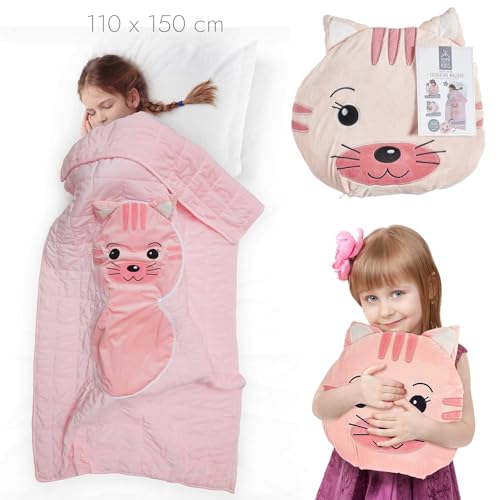 Couverture douce chat HOME DECO KIDS pour des nuits tendres et câlines en rose - 6
