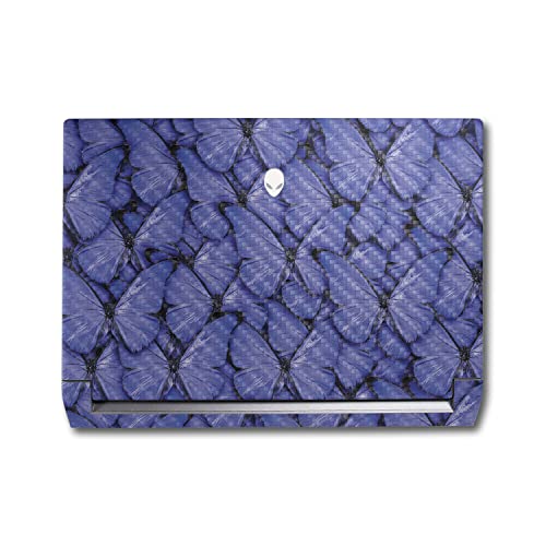 Image of MightySkins Carbon Fiber Skin Compatible with Alienware M17 R5 (2022) Full Wrap Kit - Blue Butterflies | Protective, Durable Textured Carbon Fiber Finish | Easy to Apply | Made in The USA
