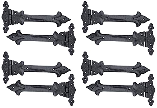 Image of Adonai Hardware Adonijah Antique Cast Iron Strap T Hinge (10 inch X 8 Pack, Matte Black) for Barn Doors, Gates, Shutters, Garages, Wooden Box, Fences, Sheds, Furniture, Chest and Trunks
