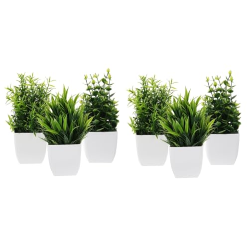 Cabilock 2 Juegos Mini Macetas Artificiales Plantas Pequeñas Polos Artificial Plants Fake Plants Maceteros De Interior Plantas Artificiales Planta En Maceta Falsa Figura Bonsái 3 Piezas * 2