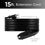 UltraPro 15 Ft Indoor Extension Cord 3 Outlet Power Strip Long Extension - Image 2