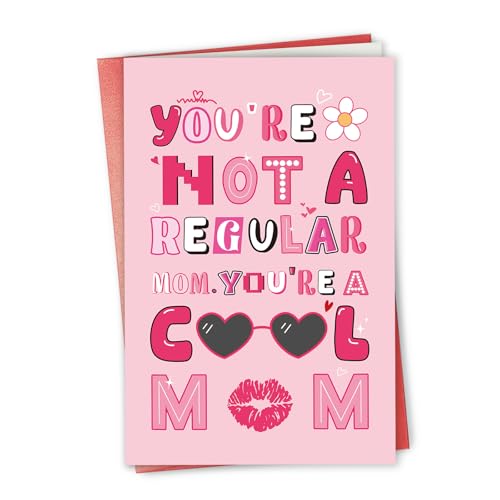 Gevinna Humorous Mother’s Day Card from Daughter Son, Funny Mother’s Day Card Gifts for Mom Sister Friends Family, Mother Birthday Card, You're Not a Regular Mom, You're a Cool Mom