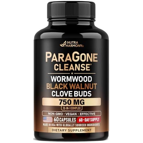 Wormwood, Black Walnut, Clove & Astragalus - ParaGone for Cleanse, Detox, Intestinal & Gut Flora Support - 12 in 1 Complex for Men & Women - NON-GMO, Vegan - Made in USA - 60 Capsules for 2 