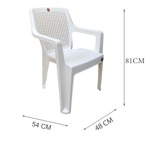 Image of SkyGlamour Cello Sonet Plastic Arm Chair Garden, Home, Living Room, Indoor and Outdoor(Colour: White; Set of 2)