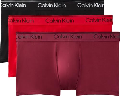 Calvin Klein Herren Trunks, Schwarz/Goji-Beere/Established Red, XL – Ansicht 1