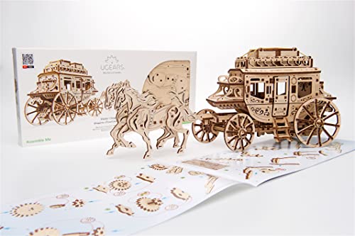Ugears Stagecoach 3D Mechanical Model - Wooden Brainteaser And Puzzle For Adults, Teens #TOP3