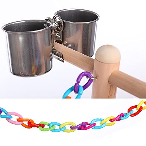 Bird Cage Play Stand Toy Set, Bird Playground Gym Hanging Chewing Toys Ladder Swing Accessories for Conure, Parakeets, Budgie, Cockatiels, Lovebirds, Parrot Wood Perch Cage Toys