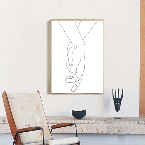 Arte de parede em tela de mãos dadas - Impressões de arte abstratas de mãos dadas - Casal de mãos da