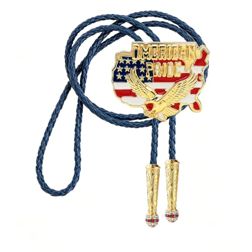 Image of GelConnie Bolo Ties for Men Women Western Cowboy Tie Mens Western Necklace Leather Necktie Gold Bolero Tie Cowboy Necklace
