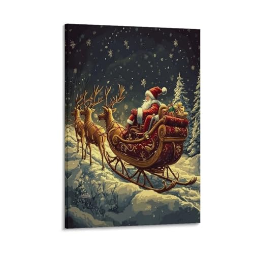 Père Noël murale peinture affiche impression sur toile décoration chambre 30x45 cm