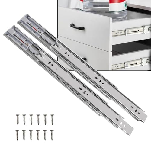 Image of Volo Heavy Duty Drawer Slides, Full Extension Ball Bearing Runners | Pack of 2 Piece | Channels for Kitchen Cabinets, Wardrobes, and Dressers (Push to Open, 14 Inch)