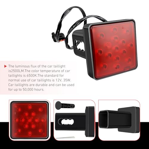 Image of 1 PC Trailer Hitch Light, Super Bright Towing Hitch Light, Waterproof Square LED Brake Lamp, Universal Trailer Accessories for Towing Truck SUV (Red #1)