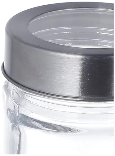 Image of CROCO JAR Square Glass Storage Containers 310ml | Transparent Airtight Kitchen Jars with Steel Lid | Cubical Glass Jars for Pantry, Snacks, Dry Fruits, Masala, Pickle & Coffee Beans | Pack of 6