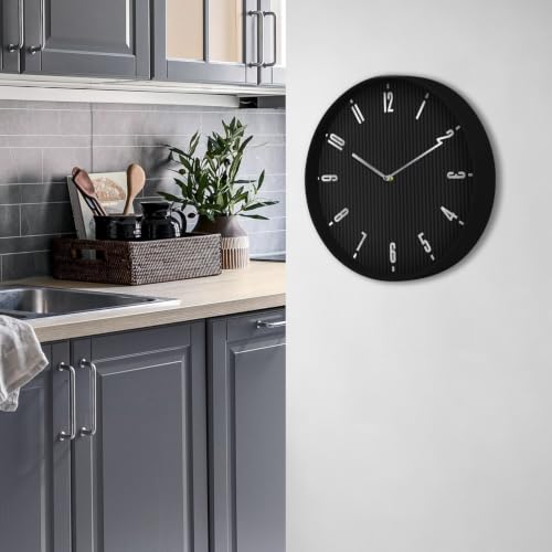 Image of 14 inch Large Silent Wall Clock with Carbon Fiber Dial Clock for Indoor
