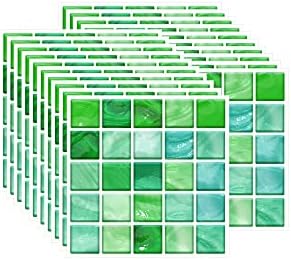 FBBULES 20PCS Tile Stickers, Self-Adhesive On Tile Peel Stick Wallpaper Heat Resistant Waterproof Backsplash for Living Room Kitchen Mosaic Blue (10 x 10cm / 4 x 4 inch)