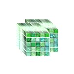 FBBULES 20PCS Mosaic Style Decorative Tile Stickers, Self Adhesive Wallpaper Waterproof Peel and Stick on Wall Tiles for Kitchen Bathroom Transformation, Green (10x10 cm/4x4 inch)