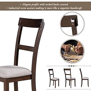 Merax Wooden Dining Table Set Retro Style Kitchen Table Set 5 Piece Table Set for 4, Table and 4 Chairs Home Kitchen Furniture Dinette Set,Espresso - immagine 6
