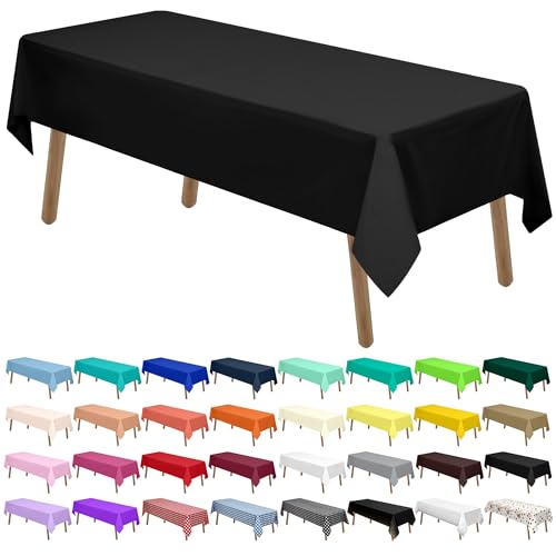 PARTY ULYJA Black Plastic Tablecloths 2 Pack Disposable Table Covers 54 x 108 Inch PEVA Opaque Table Cloths for BBQ Picnic Birthday Wedding Banquet Parties 8 ft Rectangle Table Use