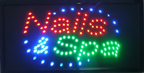 Chenxi Nails&Spa Tattoo Hair Cut Store Neon Sign 48X25 Cm Indoor Ultra Bright Flashing Led Beauty Display Sign Barber Store Led Sign (48 X25 Cm, Nails&Spa) #TOP5
