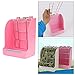 Hanging Hay Rack Food Bowl Hay Holder Food Dispenser Rabbits Feeder Stand Chinchillas Herbivore Guinea Pigs - Pink