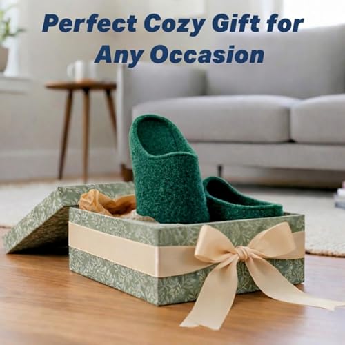 Image of Wool Felt Mule Slippers for Women & Men, Handmade 100% Natural Wool Backless House Shoes with Premium Suede Sole, Warm Breathable Indoor Slip-On