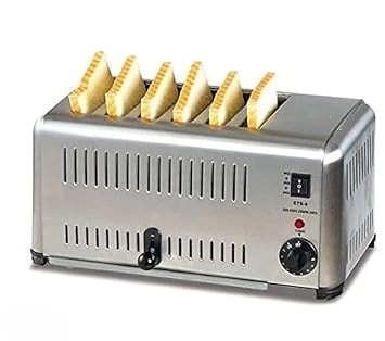 Heavy Duty 6 Slice Electric Toaster 1800W | Wide Slots | Adjustable Timer Control | Stainless Steel Bread Toaster for Cafe Restaurant Hotel