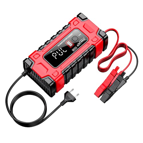 Image of AXVOLT Battery Charger 10-Amp 12V and 24V Fully-Automatic Smart Car Battery Charger, Battery Maintainer Trickle Charger, and Battery Desulfator with Temperature Compensation