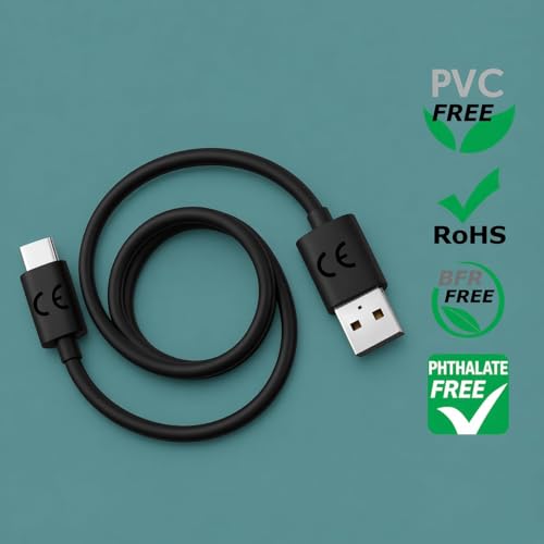 Image of mPix 33W USB A2C TurboPower Fast Charging Data Cable Compatible with Moto|60|50|40|30|Edge|Ultra| Fusion|Pro|Neo|razr|Stylus|G06|G05|G85|G45|G64|G84|G62|G54|G84|G67|E40|G35|G96|G82|G86-Black