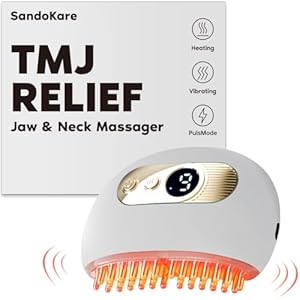 SandoKare TMJ Relief Products Jaw, TMJ Relief Massager, Vibration and Heating, Ergonomic Multi-Needle Design TMJ Massage Tool, Effective Jaw & Neck Pain, Grinding and Clenching Teeth Relief (White)